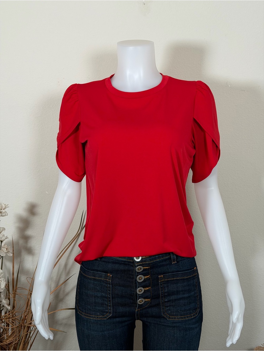 Tulip Sleeve Blouse by Michael Kors Red Size M | Work to Weekend Top